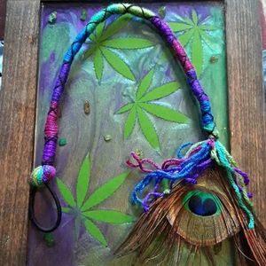Peacock feather hairwrap